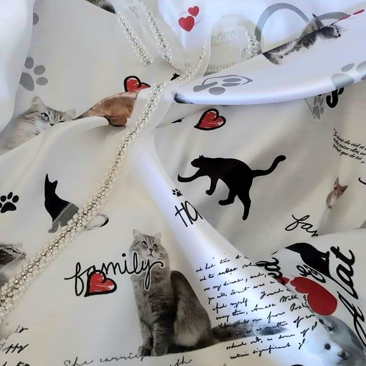 tafta cu pisici . Tesaturi de evenimente, rochii de seara, bluze, fuste.