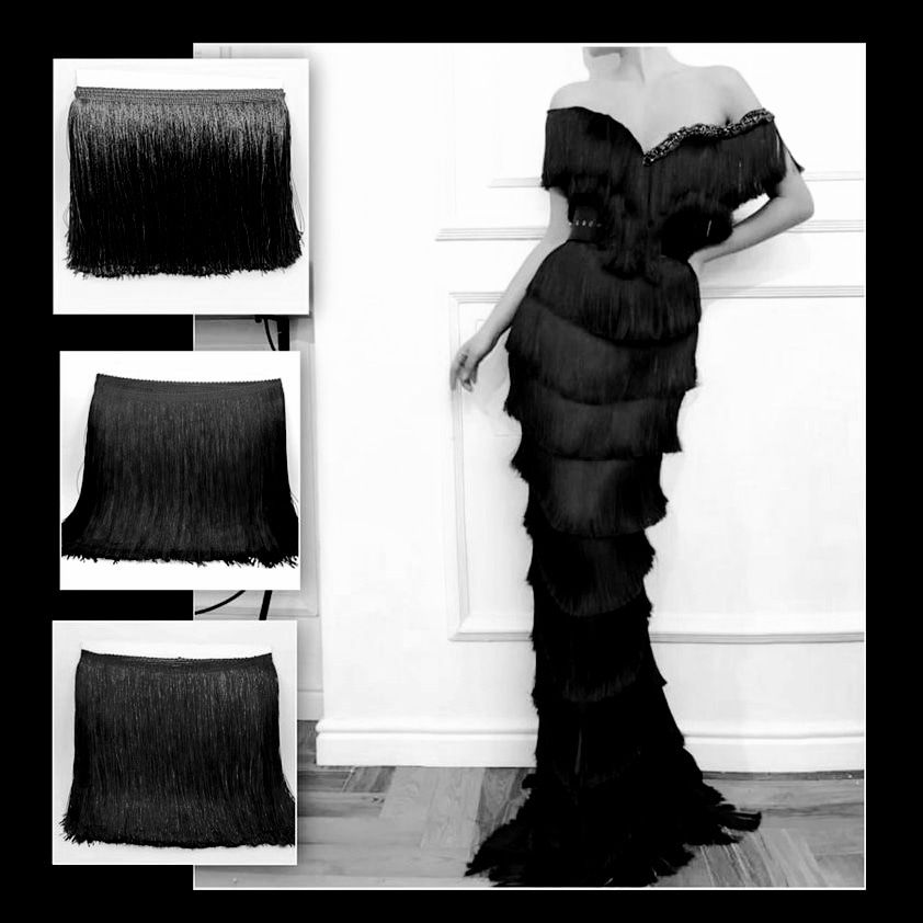 Franjuri negri din matase de 20cm, 
