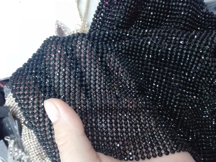 Accesorii. Plasa cu cristale din sticla cu baza din metal,panou 45x120cm,  lace fabric glass beads, black  glass apliques. Broderii exclusive. Calitate Superioara. Broderii premium gala