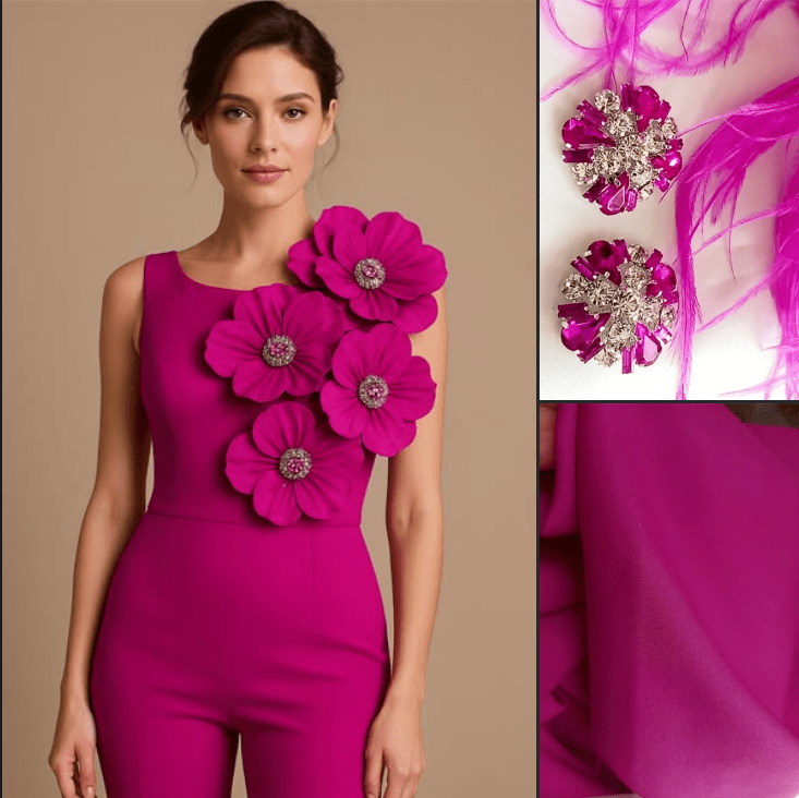 crep elastic  magenta pentru haine dama, materiale textile . Tesaturi de evenimente, rochii de seara, bluze, fuste.