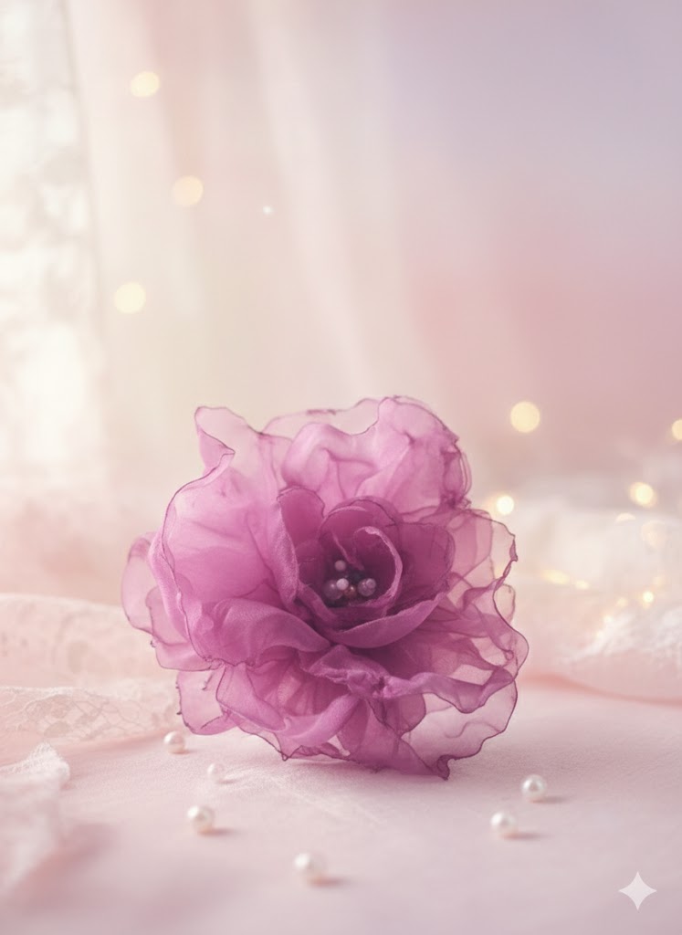 Floare de cusut 3D din organza plina , 16cm/ 25 lei buc