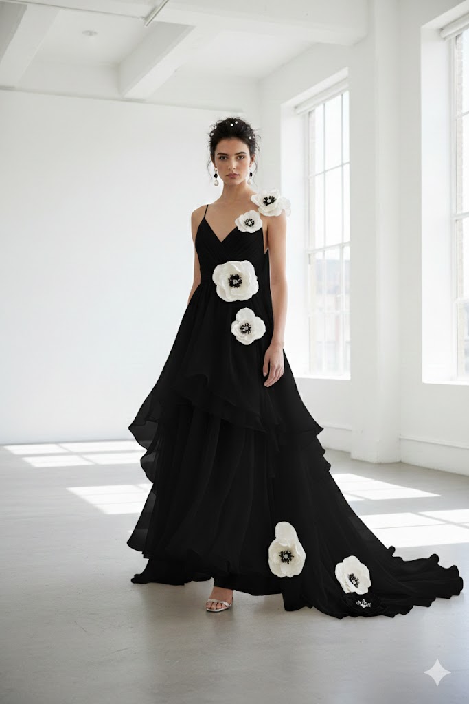 Aplicatie de cusut.  Flori de mac 3D cu perle .Pentru o rochie  asemanatoare.
