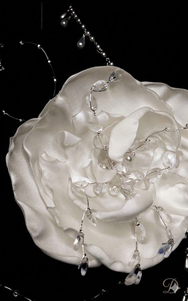 Floare de cusut  3D, 12cm, alb