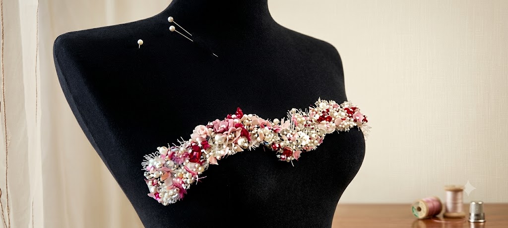 Luxury wedding cuff appliqués with 3D embroidered flowers, sparkling crystals and couture craftsmanship. 
✨ Made in Romania
 🌍 Worldwide shipping 
#bridalfashion
#eveninggown
#couturedetails