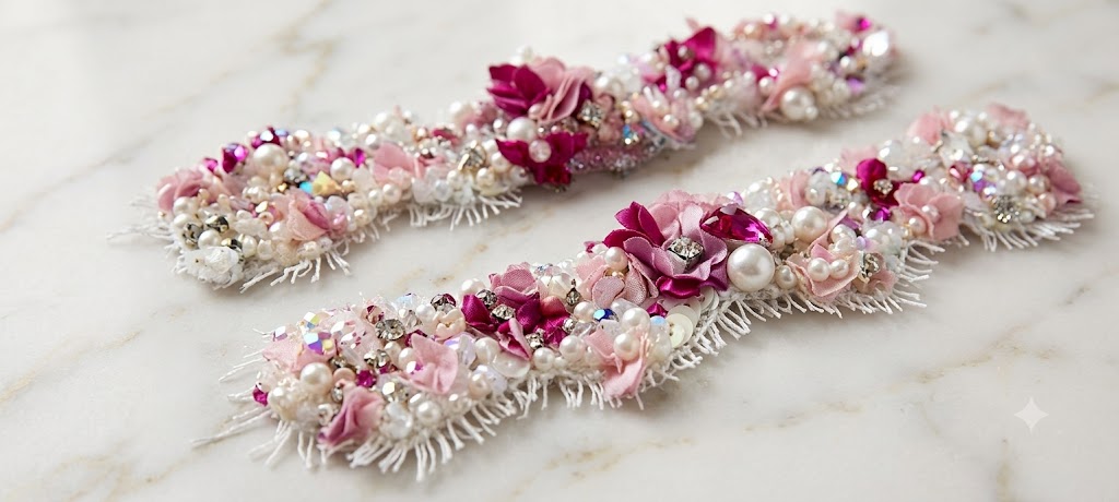 mansete multicolor cu flori  3d, Luxury wedding cuff appliqués with 3D embroidered flowers, sparkling crystals and couture craftsmanship. 
✨ Made in Romania
 🌍 Worldwide shipping 
#bridalfashion
#eveninggown
#couturedetails