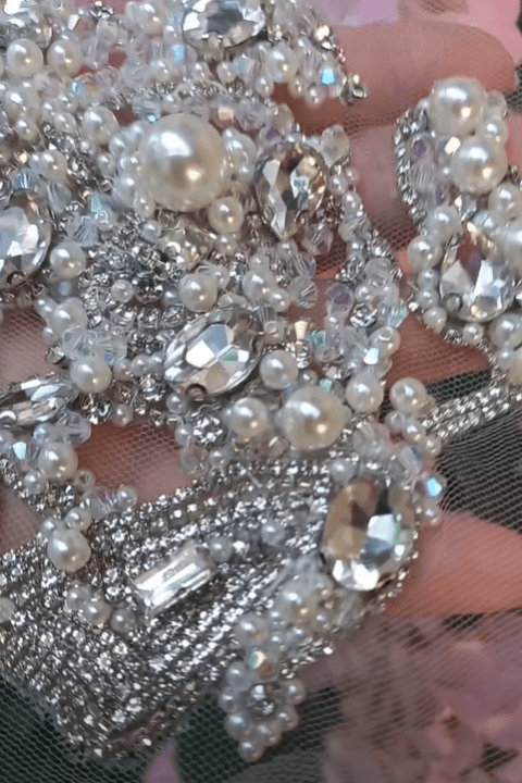 Luxury wedding Dress silver bodice appliqués. Luxury wedding Dress  appliqués with pearls, sparkling crystals and couture craftsmanship. ✨ HandMade 🌍 Worldwide shipping #bridalfashion #eveninggown #couturedetails
