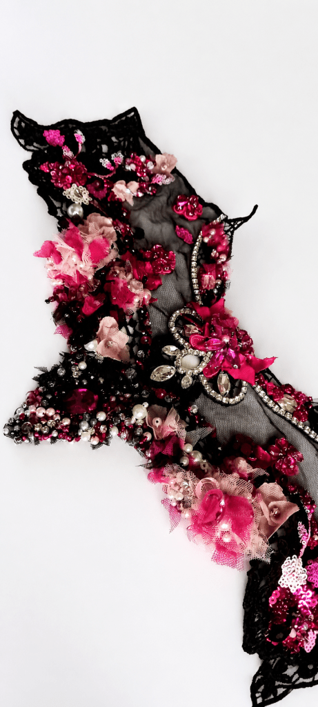 Luxury wedding Dress black-pink bodice appliqués. Luxury wedding Dress  appliqués with pearls, sparkling crystals and couture craftsmanship. ✨ HandMade 🌍 Worldwide shipping #bridalfashion #eveninggown #couturedetails